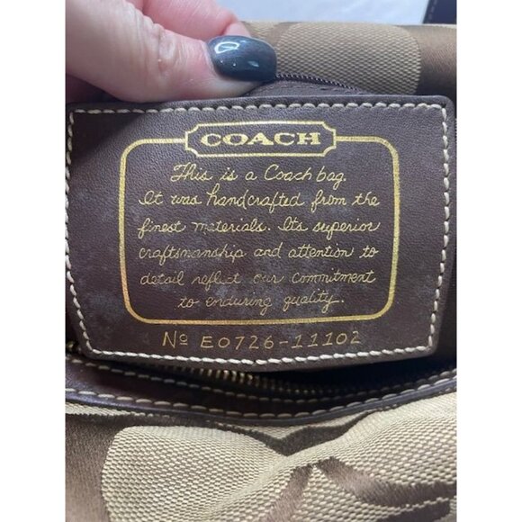 B931 - Preloved Vintage Coach Billabong Y2K Duffle/Satchel Bag in Signature Brow - Picture 4 of 4